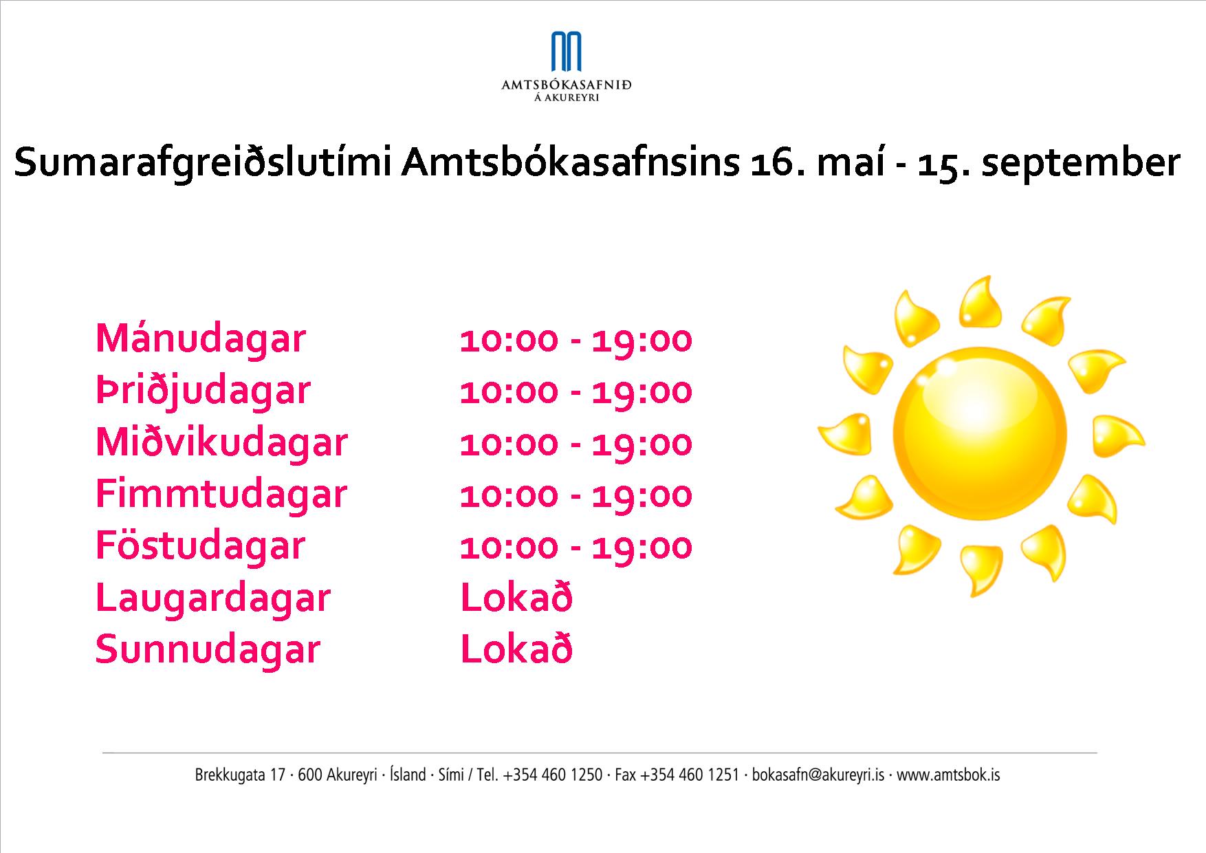 Sumarafgreiðslutími 2012